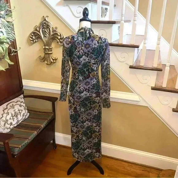 AFRM floral wrap front peek a boo mesh dress - Picture 8 of 16